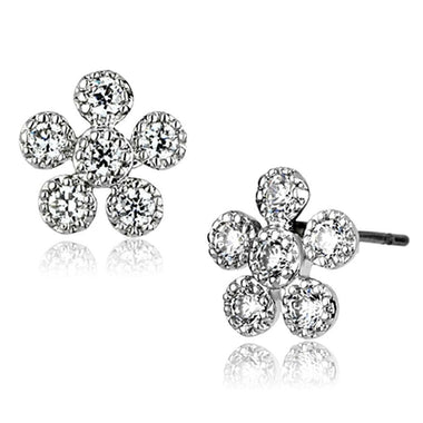 Rhodium Brass Earrings with AAA Grade CZ  in Clear