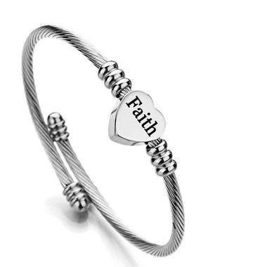 Gratuity Gift "Faith" Stainless Steel Charm Bangle