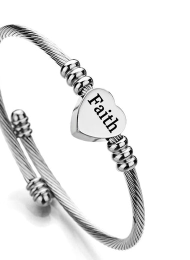 Gratuity Gift "Faith" Stainless Steel Charm Bangle