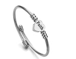 Gratuity Gift "Faith" Stainless Steel Charm Bangle