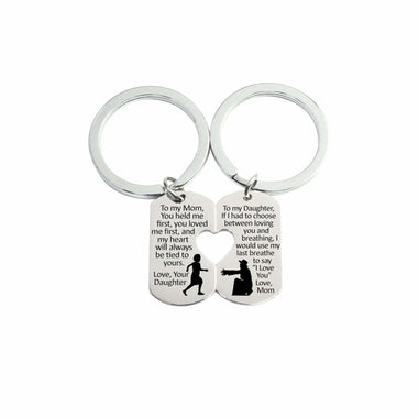 Solid Stainless Steel Heart Cutout Inspirational Keychain Set By Pink