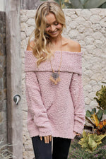 Pink Off The Shoulder Comfy Sweater