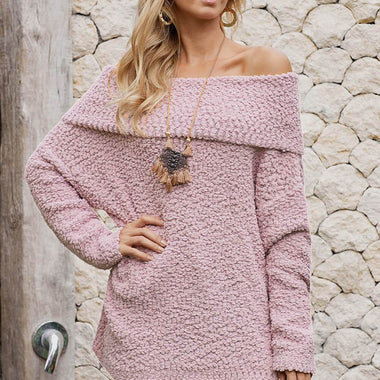 Pink Off The Shoulder Comfy Sweater