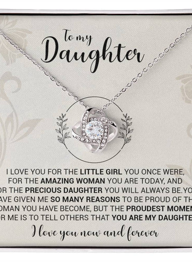 To My Daughter | I Love You, Now & Forever - Love Knot Necklace