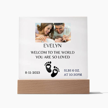 Acrylic Keepsake with Picture, New Baby's Name and Birth Information