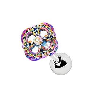 Stainless Steel Rainbow PVD Plated Flower Cartilage Earring