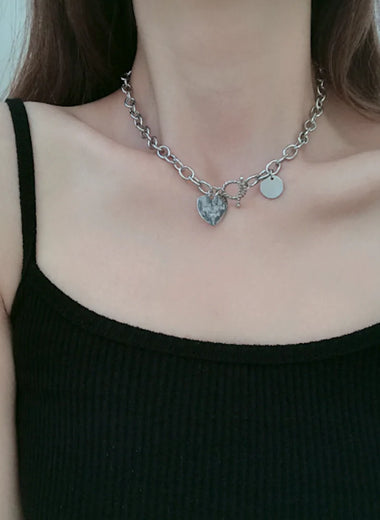 Womens Chain Necklace with Love You More Heart Shape Pendant