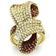 GL307 - IP Gold(Ion Plating) Brass Ring with Top Grade Crystal  in