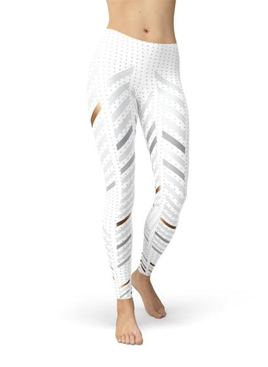 Womens White Stripes Leggings