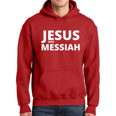 Mens Long Sleeve Hoodie Jesus One Messiah, Christian Inspiration