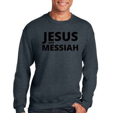 Mens Long Sleeve Sweatshirt Jesus One Messiah - Christian Inspiration