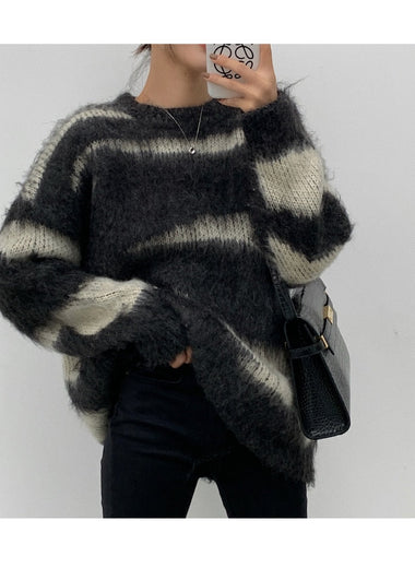 Mohair Striped Oversized Sweater