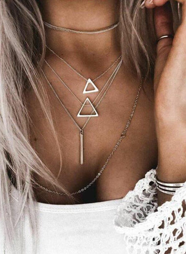 Double Triangle Multilayer Necklace