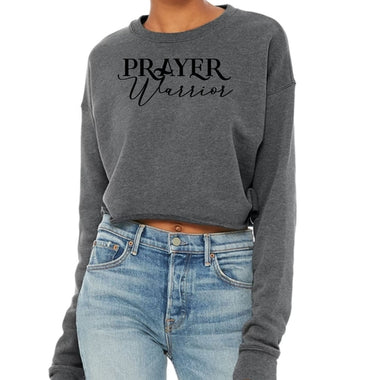 Womens Long Sleeve Crop Sweatshirt Prayer Warrior Christian