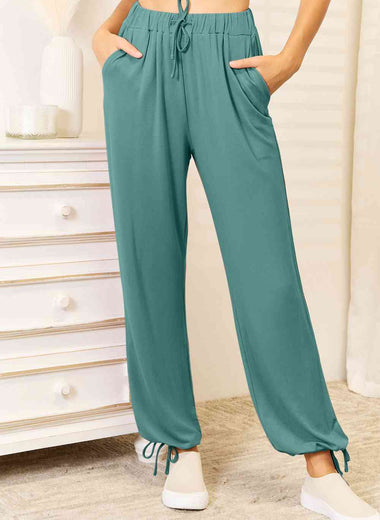 Basic Bae Full Size Soft Rayon Drawstring Waist Pants with Pockets