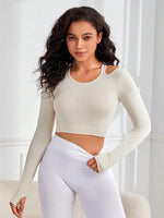 Cutout Round Neck Long Sleeve Active Top