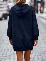 Textured Drawstring Tunic Hoodie