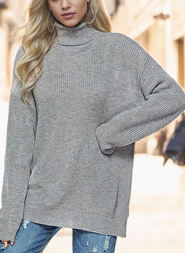 Turtleneck Drop Shoulder Long Sleeve Sweater