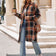 Plaid Collared Neck Long Sleeve Coat