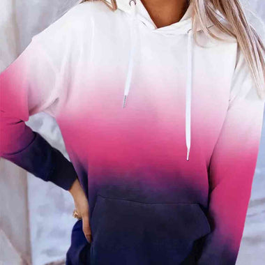 Gradient Drawstring Long Sleeve Hoodie