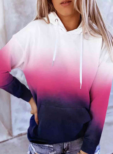 Gradient Drawstring Long Sleeve Hoodie